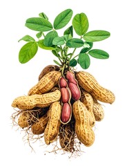 Peanuts with leaves and roots