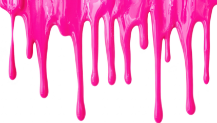 Vivid pink paint dripping down against a white background. creating a striking visual effect ideal for creative projects. art-related themes. or design concepts