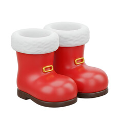 Cute Red Santa Boots with White Fur Trim — Festive Holiday Footwear Pair

