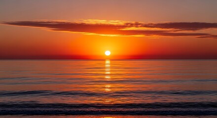 Fototapeta premium Stunning Sunrise Over Calm Ocean Water.
