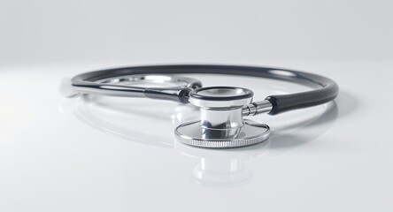 Close-up of a medical stethoscope on a white background