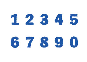 Set of brush hand drawn number logo icons