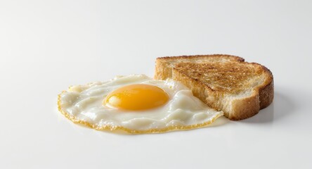 Fried Egg and Toast, Simple Breakfast Food Photography, Culinary Image, High-Resolution Stock Photo
