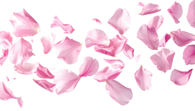 Delicate pink flower petals scattered