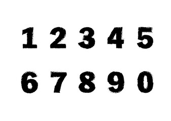 Set of brush hand drawn number logo icons