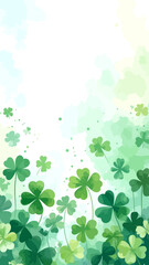 Watercolor clovers background for St Patricks Day.