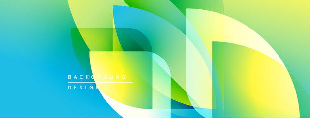 Obraz premium Abstract gradient shapes overlap. Bright blues, yellows, greens create dynamic visual effect. Modern design element for backgrounds.