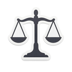 Minimalist justice scale icon matte vinyl sticker with paper cutout style and smooth gradient, transparent background