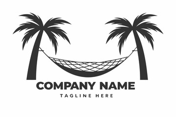 Hammock Between Palms Trees, Tropical Vacation on a White Background Art