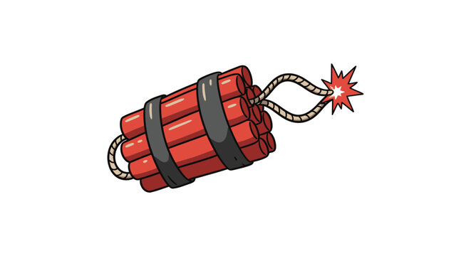a dynamite stick with burning fuse ready to explode