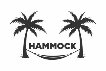 Hammock Between Two Palm Trees Simple Design on White