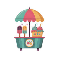 Colorful ice cream cart illustration a cute vector design for summer perfect for childrens books and promotional materials