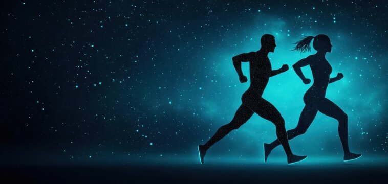 digital fitness virtual engagement. A glowing nighttime workout session featuring smart wearables syncing engagement activities with mindfulness tasks, digital fitness, adaptive virtual training
