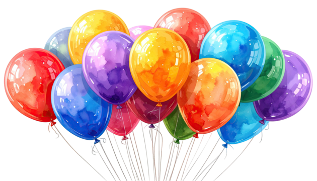 Colorful bunch of glossy balloons