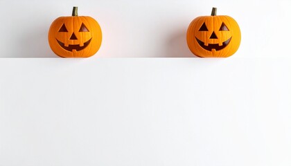 Smiling Jack o' Lanterns on a white background, Halloween celebrations and designs