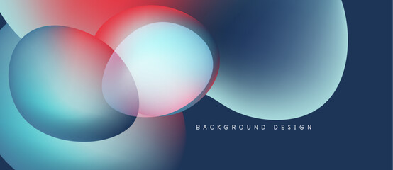 Abstract colorful overlapping circles create dynamic background. Gradient hues blend, forming modern visual design. Simple text reads background design.