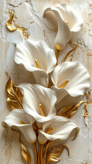 Ivory Calla Lilies with Golden Leaves