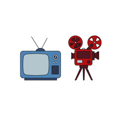 Classic Film and Television Equipment Illustration.