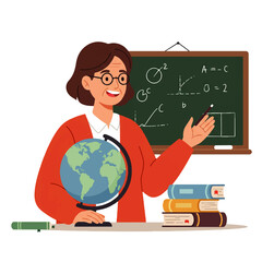 Friendly Female Teacher Explaining Lesson in Classroom.