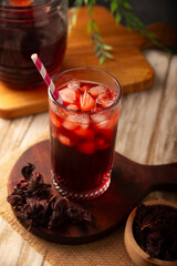 Hibiscus cooler. In Mexico, known as Agua de Jamaica, an infusion made from the hibiscus flower...
