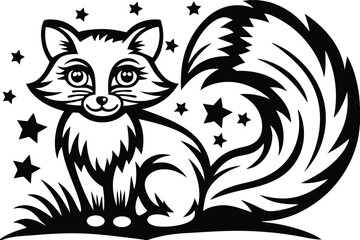 Stylized Fox Sitting on a Geometric Circle Design