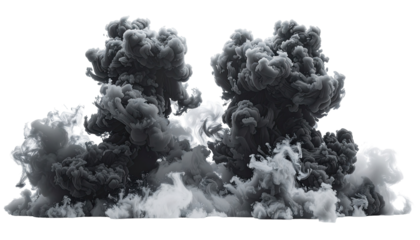 Dark gray and white smoke plumes explode outward