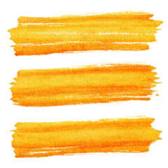 Fototapeta premium Watercolor halloween three orange watercolor brush strokes isolated on transparent background