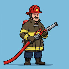 fireman firefighter with fire extinguisher
