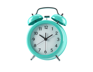 Teal alarm clock, isolated on black