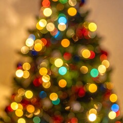 Fototapeta premium Blurred Christmas tree lights