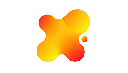 Abstract, vibrant blob graphic in warm orange and yellow tones, resembling liquid or paint splatter.  X-shaped arrangement against a black background.  Rough pixelated edges give a textured effect