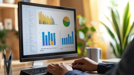 A person analyzing SEO insights on a screen,  on blurred background