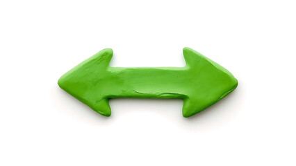 Green arrow pointing in both directions isolated on white background, top view