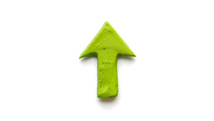 Green arrow pointing up isolated on white background, symbol of growth and success