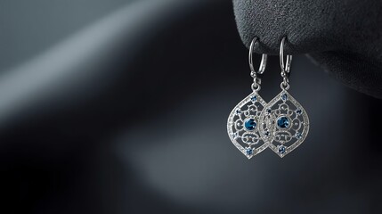 Luxury Silver Earrings with Blue Gemstones