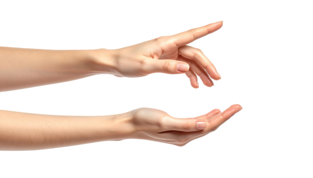 Two outstretched female hands, palms up, in a gesture of offering or receiving
