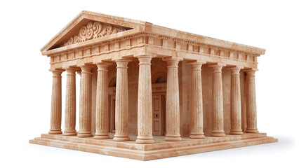 Ancient greek temple isolated on white background, a symbol of classical architecture