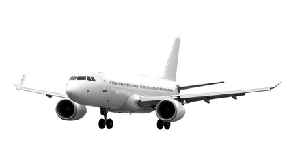 White passenger jet, front view, isolated