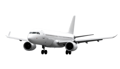 White passenger jet, front view, isolated