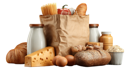 cup of coffee and croissant isolated on transparent white background