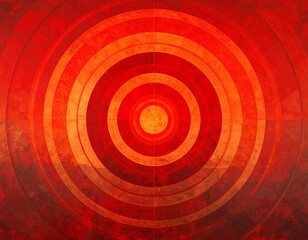 Abstract concentric circles in red and orange