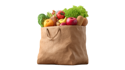 groceries in a bag isolated on transparent white background