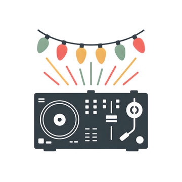 dj turntable with christmas lights clip art preview