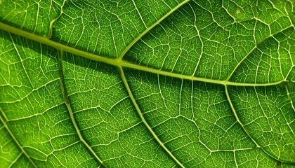Detailed close-up of a vibrant green leaf's intricate vein network