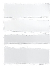 Fototapeta premium Four vertical, rectangular, ripped pieces of white paper