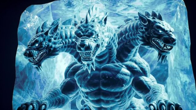 three headed ice creature fantasy monster