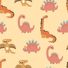 Cartoon Dinosaur Pattern Illustration. Design for fabric, textile, wallpaper, packaging	
