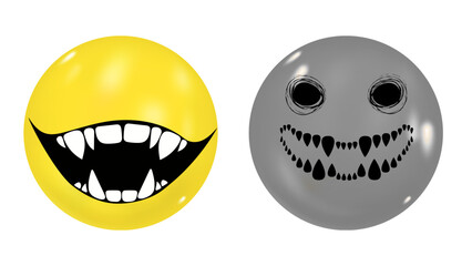 Funny cartoon pumpkin faces with unique expressions and happy smiles, a fun vector design for Halloween