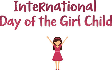 International day of girl child illustration with a girl raising her hands