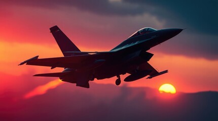 Fighter jet military aircraft airplane sunset sky aviation airforce flight aerospace technology machine